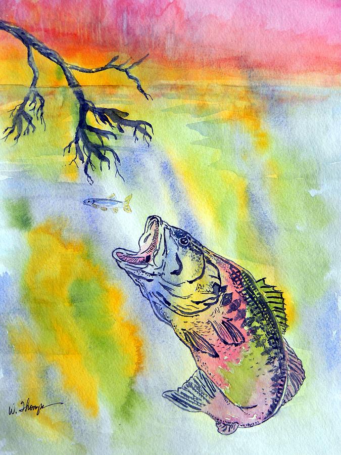 675x900 Sunset Dining Or Rainbow Bass Painting By Warren Thompson