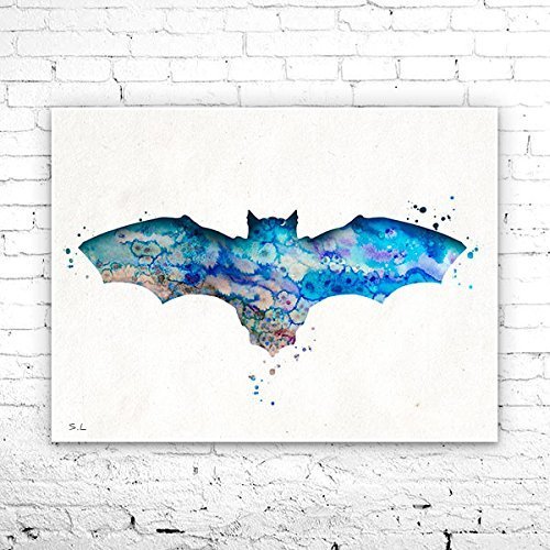 500x500 Bat Watercolor Print, Bat Art, Animal Silhouette