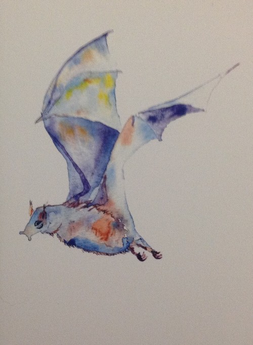 500x682 Watercolor Bat Card