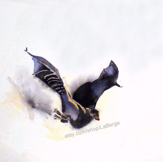 570x566 Bat Art Archival Print Watercolor Painting Bats Rule