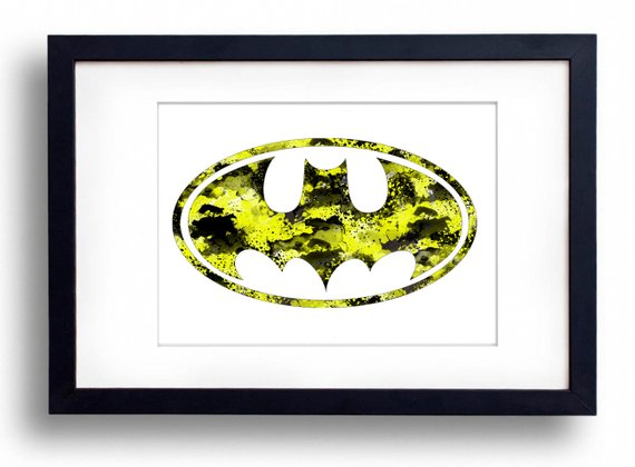 570x420 Batman Logo Watercolor Framed Print