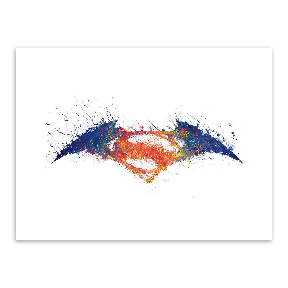 1000x1000 Original Watercolor Batman Vs Superman Logo A4 Movie Art Print