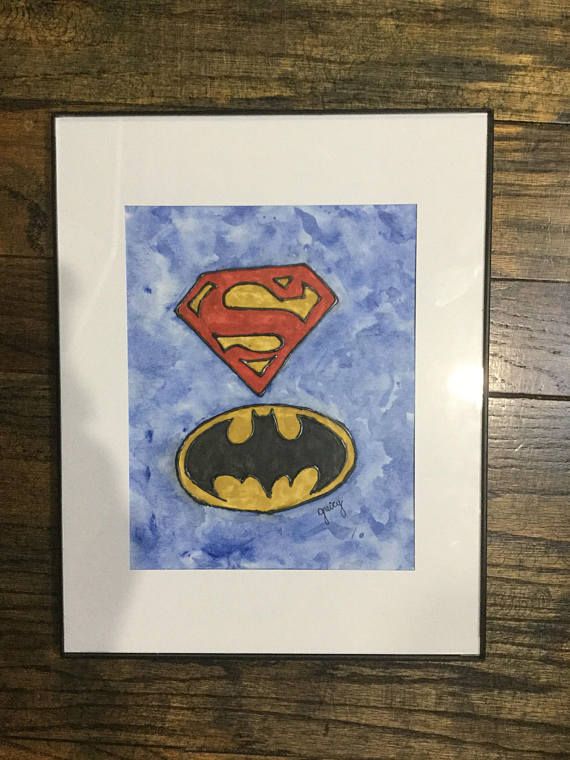 570x760 Superman Amp Batman Logo Watercolor And Mixed Media Crazy Daisy