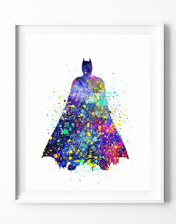 600x761 Batman Watercolor Painting Art Print Justice League Superhero