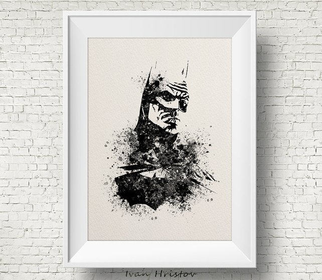 642x559 Batman Watercolor Print Watercolor Painting Watercolor Art Etsy