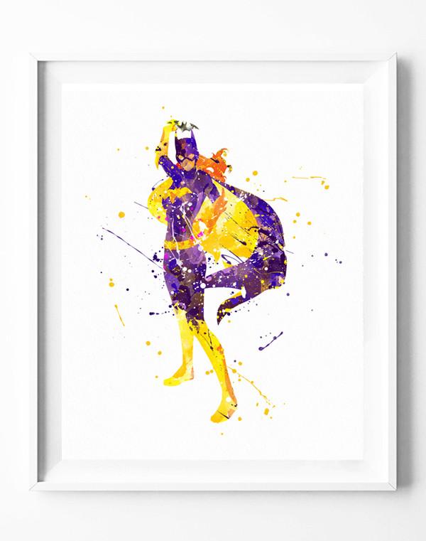 600x761 Batgirl Poster Art Print Superhero Batman Watercolor Painting Wall