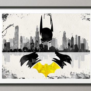 354x354 Batman Poster Watercolor Painting Print From Lacotedesign On Etsy