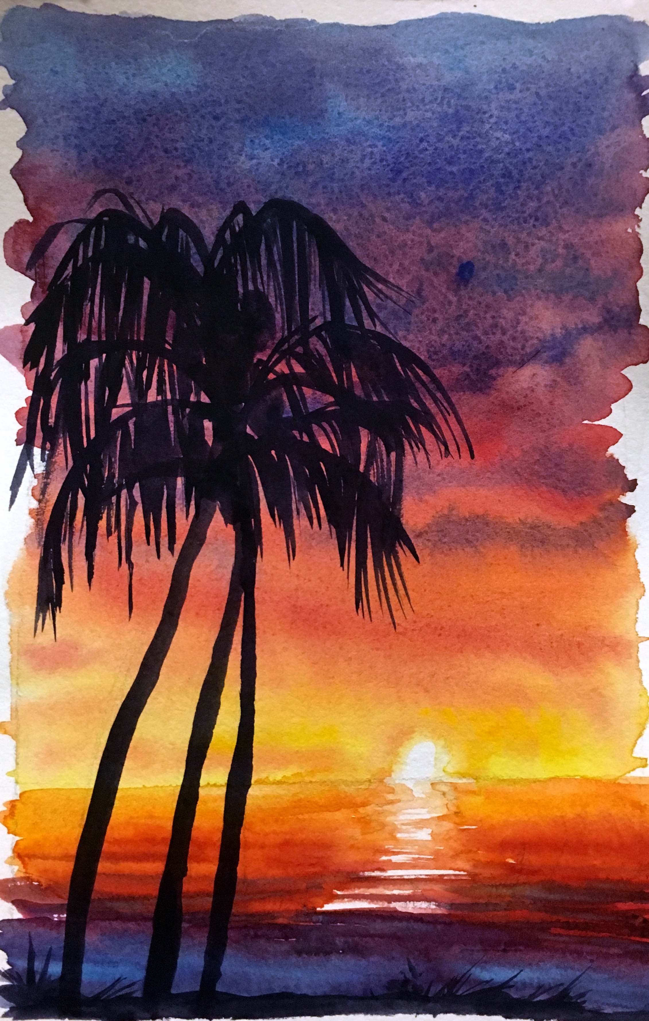 2262x3560 How To Watercolor Paint A Sunset Sky With Silhouettes