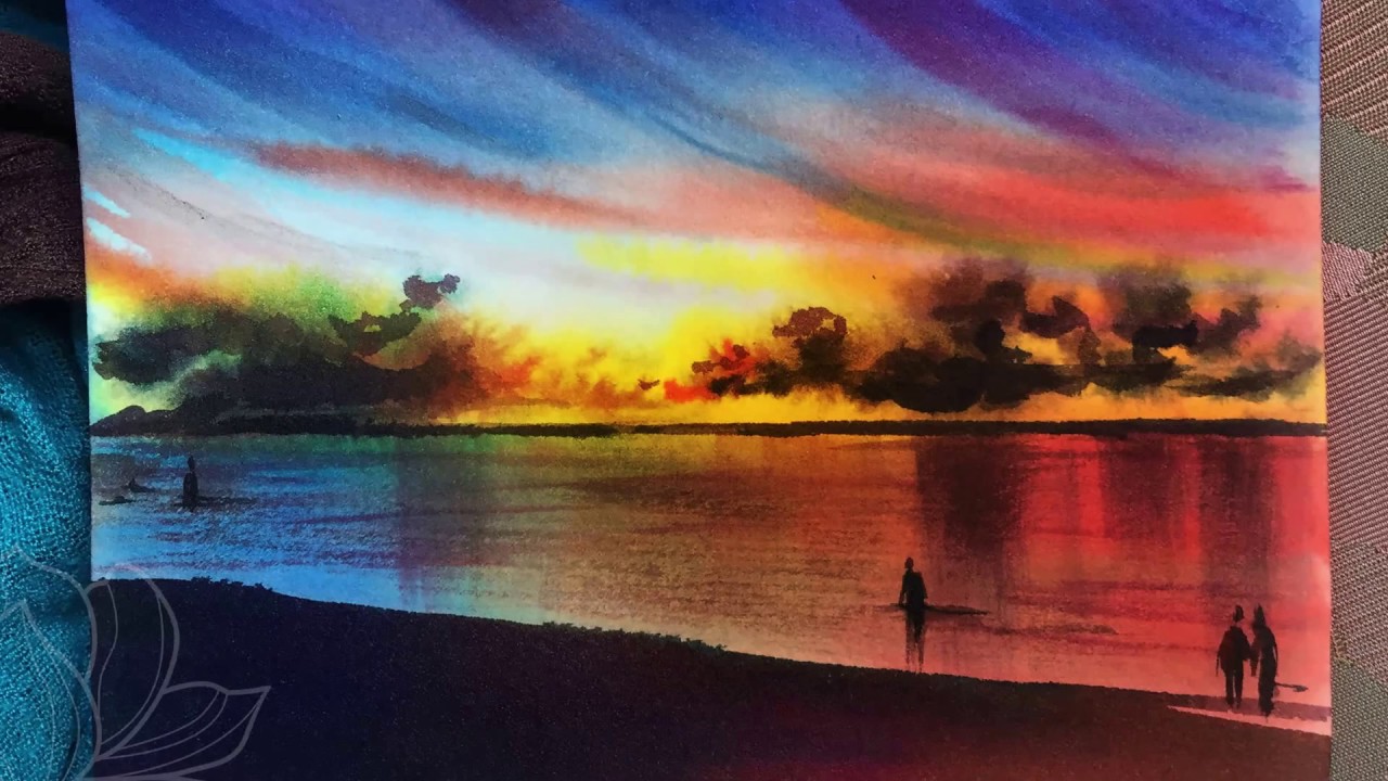 1280x720 How To Use Watercolor To Draw Sunset