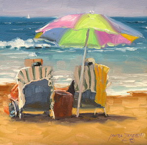 300x296 Beach Umbrella Paintings Fine Art America