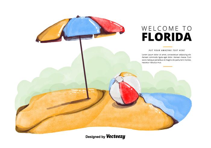 700x490 Free Florida Beach Watercolor Vector