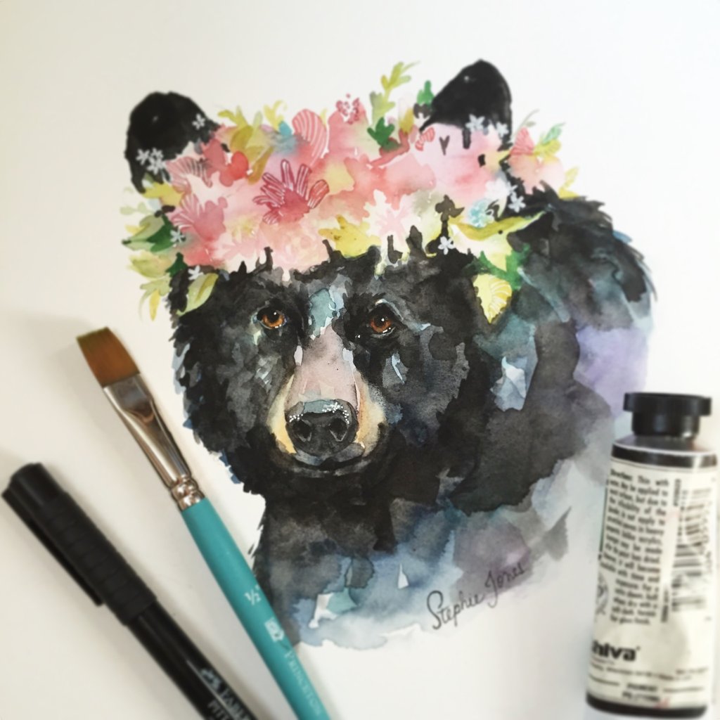 1024x1024 Commission For A Floral Crown Watercolor, Original Painting