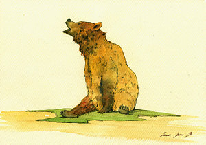 300x211 Grizzly Bear Watercolor Painting Painting By Juan Bosco