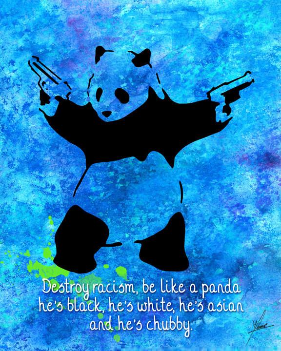 576x720 Banksy Panda Bear Watercolor Painting Art Print Wall Art Poster