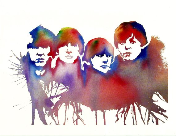 570x440 The Beatles Art Print Of Watercolor Painting 8 X 10 Etsy