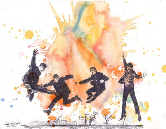 570x441 The Beatles Art Watercolor Painting