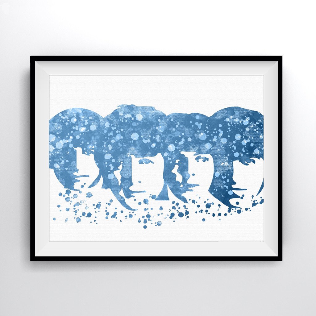 1024x1024 The Beatles Heads Blue Art Print Poster