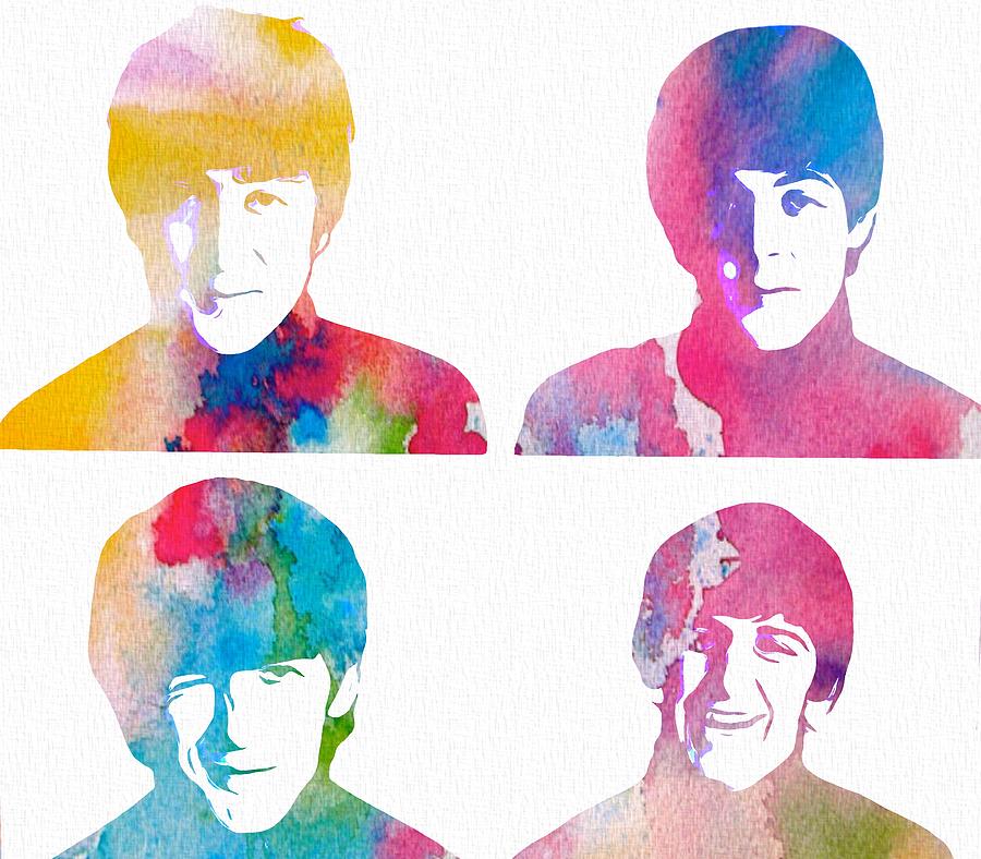 900x788 The Beatles Watercolor Collage Digital Art By Dan Sproul