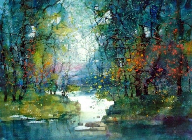 659x481 Beautiful Watercolor Landscape Paintings By Zl Feng Tree Art