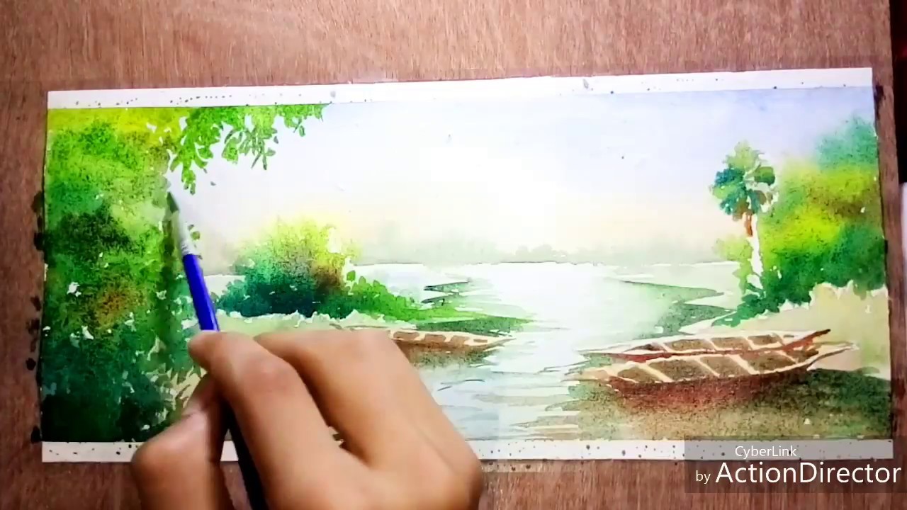 1280x720 Beautiful Watercolor Landscape..