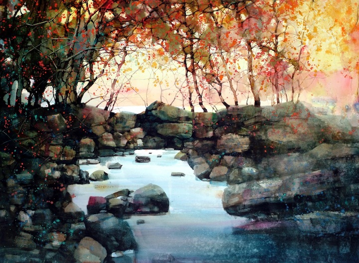 721x527 Beautiful Watercolor Landscapes (12 Pieces)
