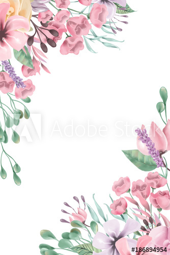 334x500 Beautiful Watercolor Flowers, Floral Corners, Frame, Border