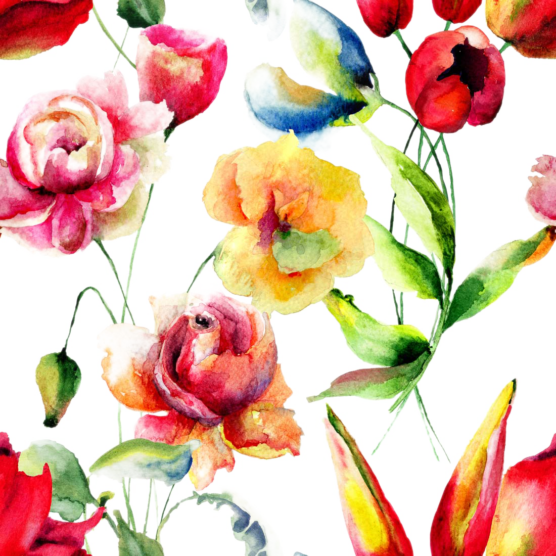 1100x1100 Flower Watercolor Painting Floral Design Petal Pattern