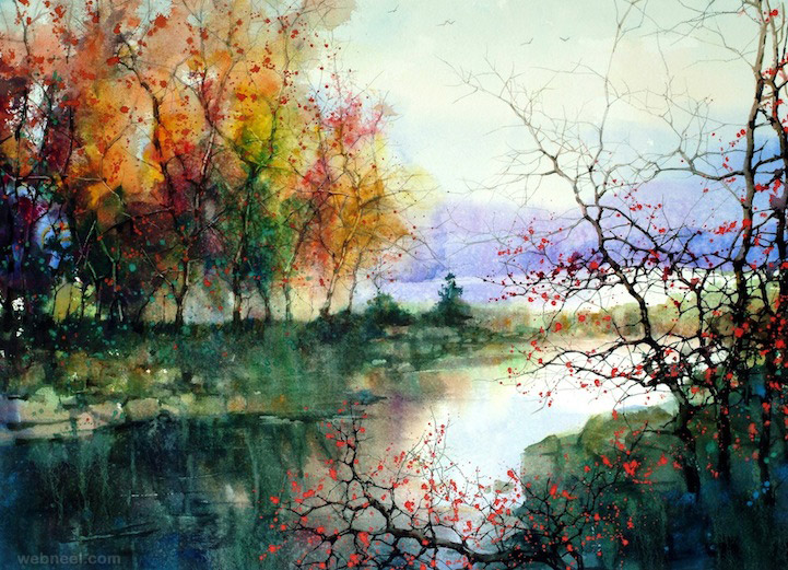 721x521 15 Beautiful Watercolor Landscape Paintings By Zl Feng