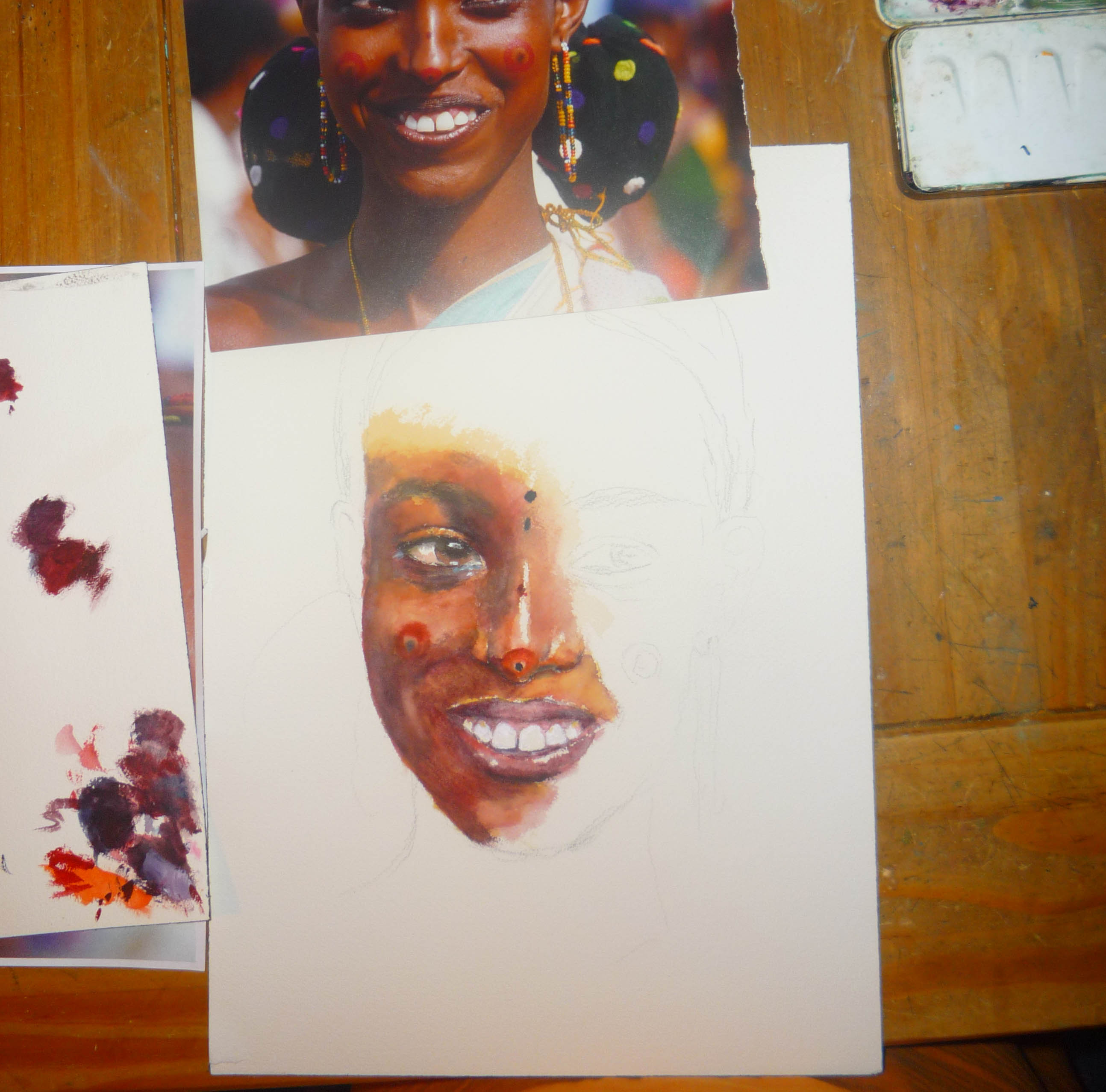 2588x2556 Started A Watercolor Painting Of A Beautiful Woman From The Ogaden