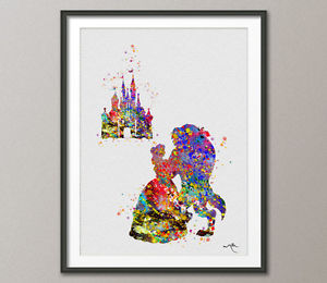 300x260 Beauty And The Beast Belle And Castle Disney Princess Watercolor