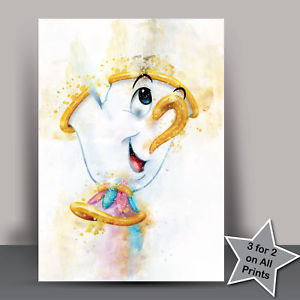 300x300 Chip Beauty Beast Print Poster Watercolour Wall Art Nursery Decor