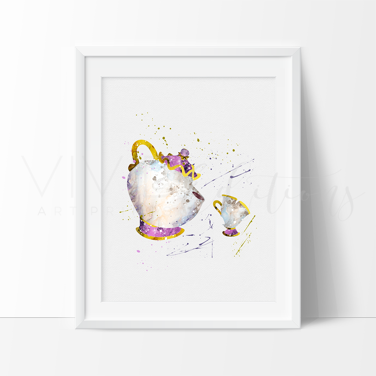 1200x1200 Mrs. Potts Amp Chip, Beauty And The Beast Watercolor Art