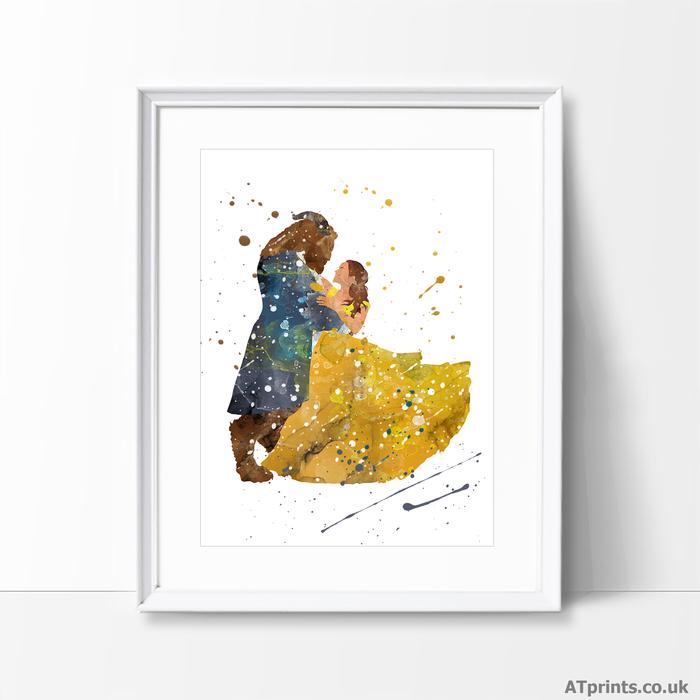 700x700 Beauty And The Beast Watercolour Art Print Atprints