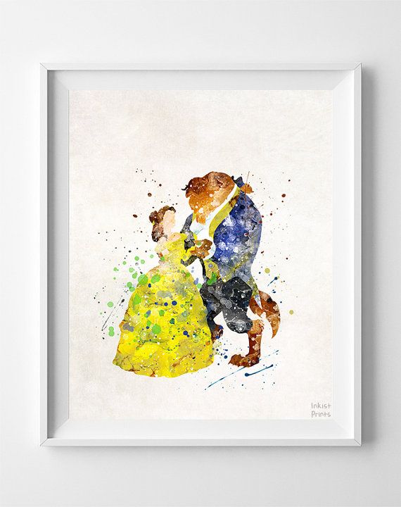570x720 Beauty And The Beast, Belle Watercolor Art, Disney Art Poster