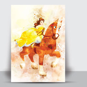 300x300 Beauty Beast Belle Amp Phillipe Framed Art Print Watercolour Wall