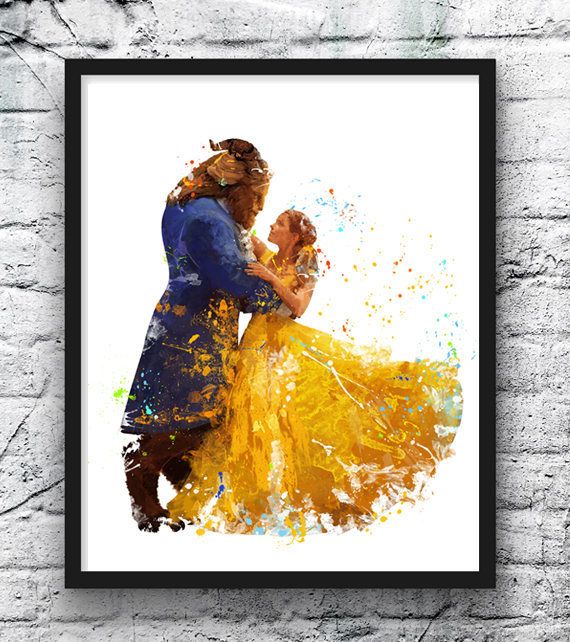 570x642 Mom Birthday Gifts Beauty And The Beast Watercolor Print. This