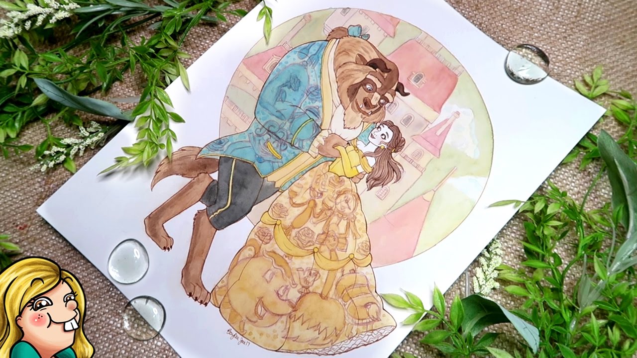 1280x720 Beauty And The Beast Watercolour Painting