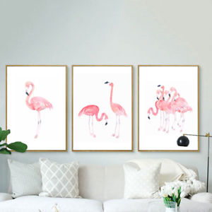 300x300 Watercolor Flamingo Canvas Painting Living Room Bedroom Study Art