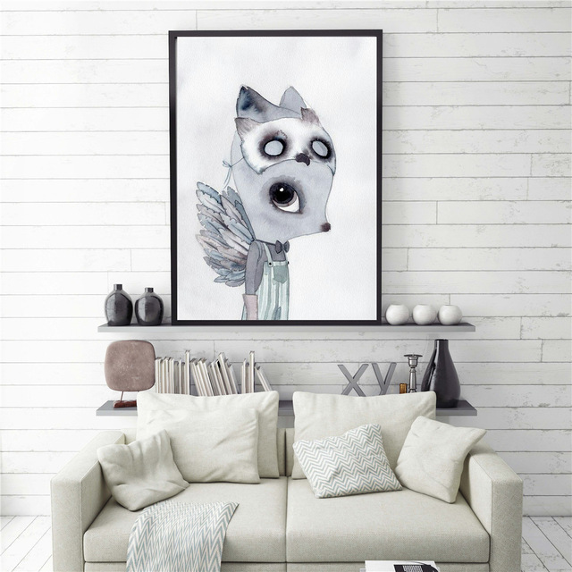 640x640 Wall Art Paint Rabbit Canvas Painting Girls Bedroom Watercolor