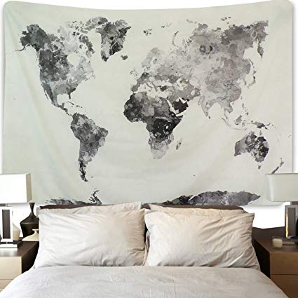 425x425 Bleum Cade Watercolor World Map Tapestry Abstract