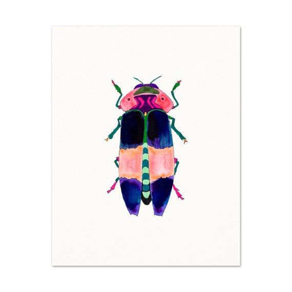 570x570 Watercolor Beetle No. 1 Art Print 8x 10