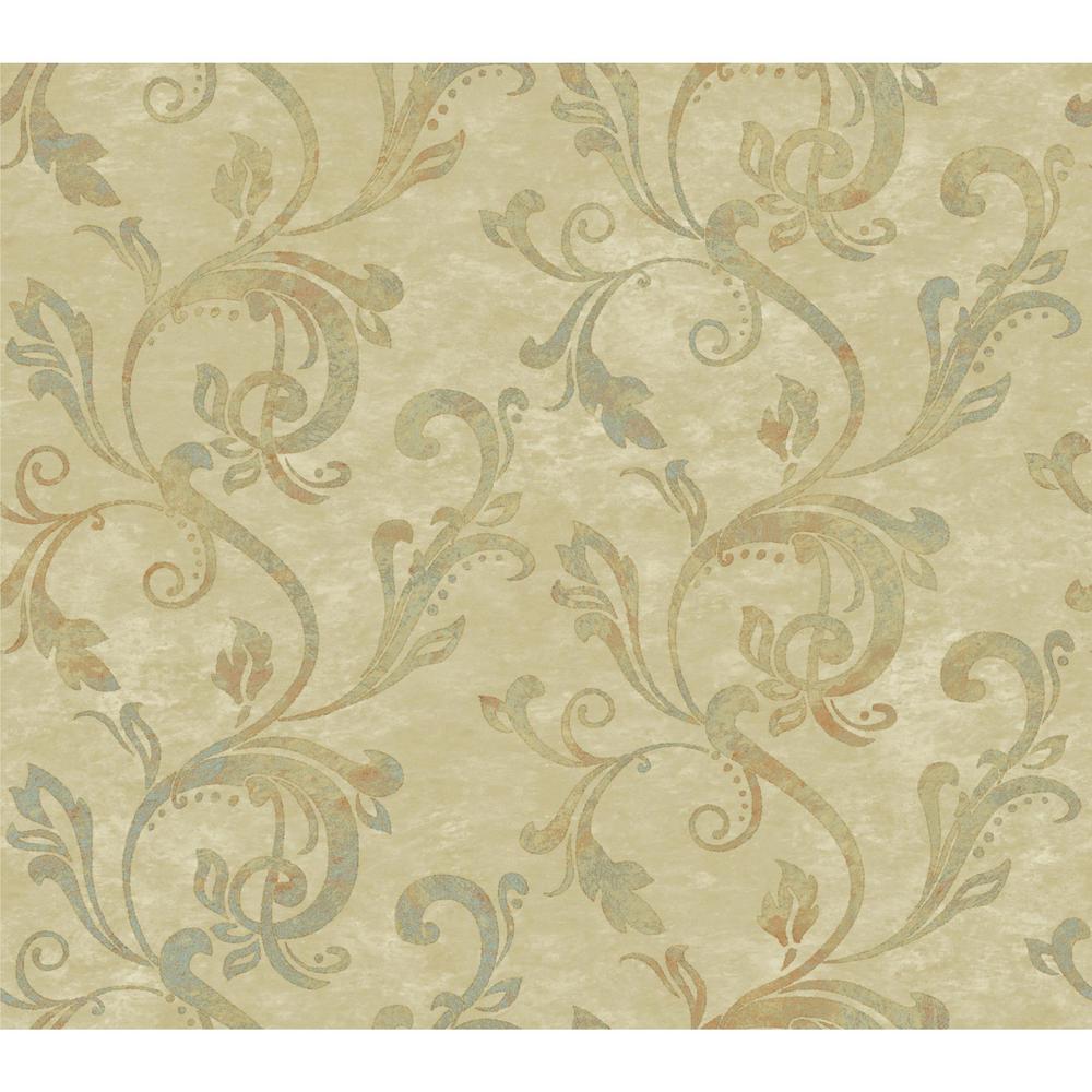 1000x1000 York Wallcoverings Charlotte Watercolor Scroll Wallpaper Tb4284