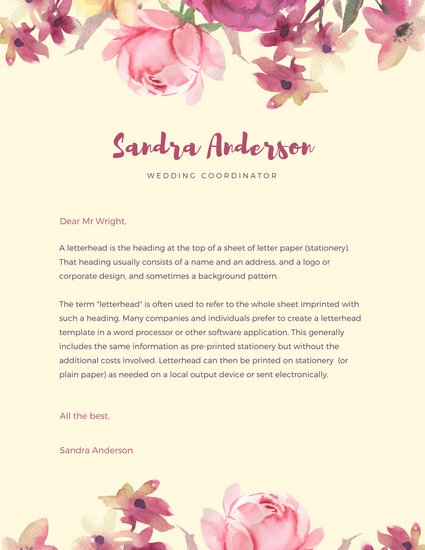 425x550 Beige Watercolor Personal Letterhead