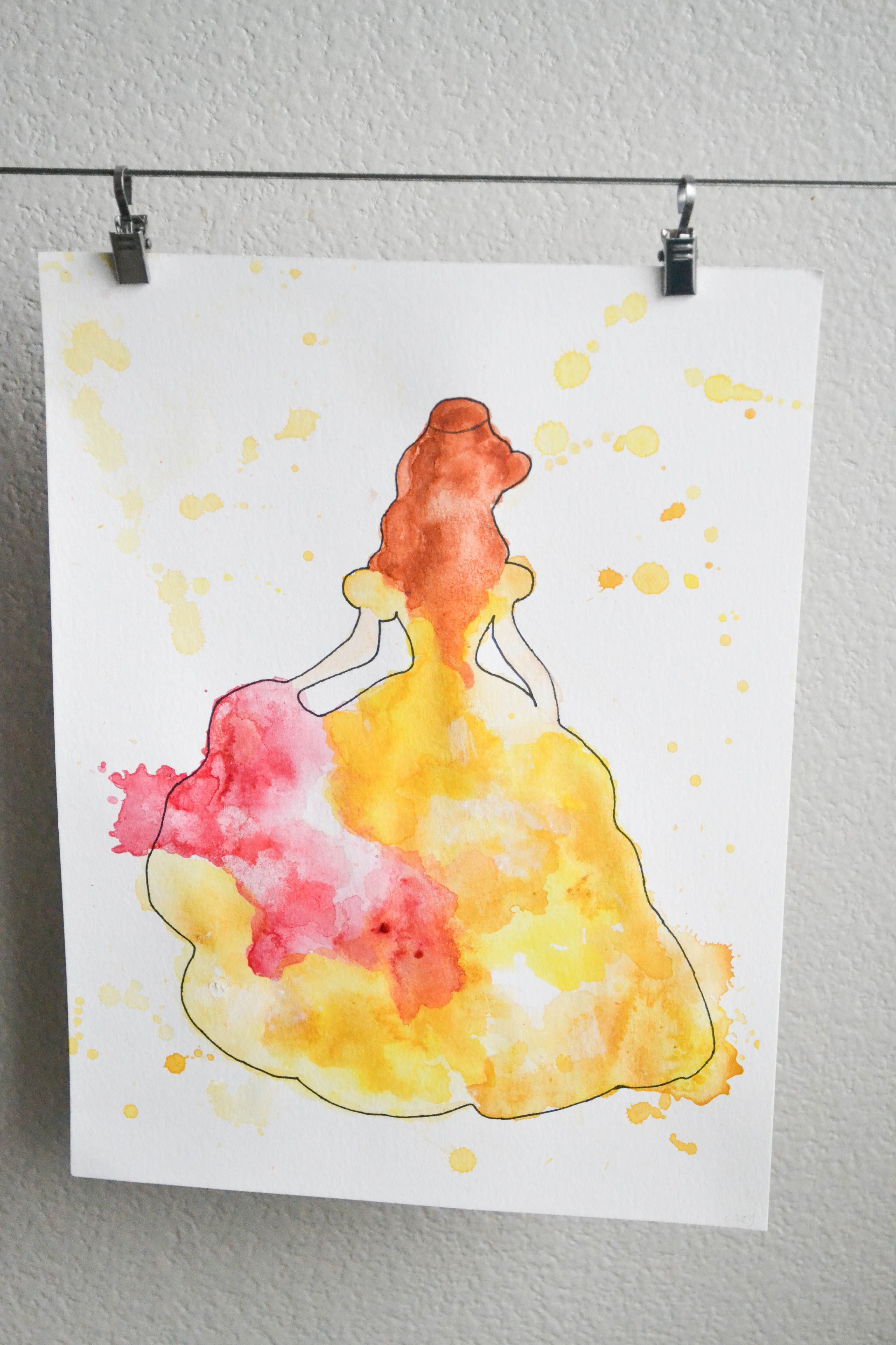 3072x4608 Belle Watercolor Silhouette Watercolor Princess