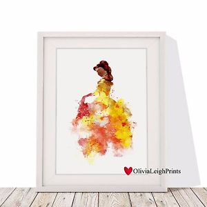 300x300 Disney Princess Belle Watercolour Art Print Wall Art Gift Nursery