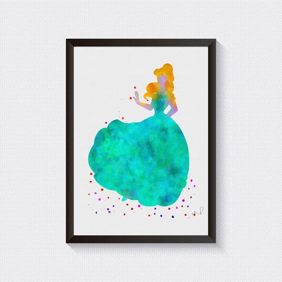 570x570 Princess Belle Watercolor Art Print Beauty And The Beast Etsy