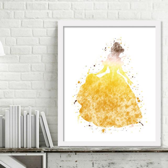 642x642 Printable Belle Watercolor Wall Art Disney Princess Room Etsy