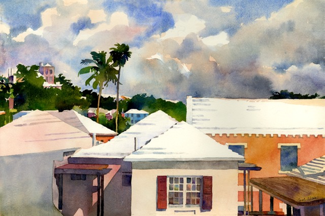 640x426 Bermuda Landscape, Watercolor