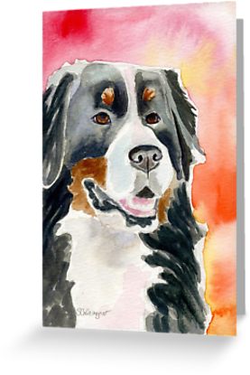 277x415 Bernese Mountain Dog Watercolor Greeting Cards By Clarityart