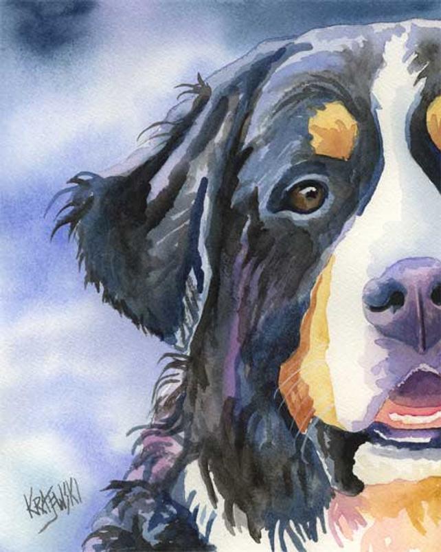 642x803 Bernese Mountain Dog Art Print Of Original Watercolor Painting Etsy